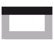 Filter-ikon for 'Panorama peisglass' på Ruegg.no – vis kun Rüegg peiser og innsatser med panorama glass-design på tre sider (sider og front)